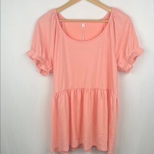 XIEERDUO FASHION Women’s Coral Ruffle‎ Sleeve Blouse Large Stretchy Flowy